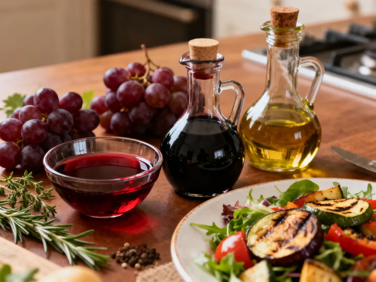Ocet winny i balsamiczny wśród składników do sałatek i marynat