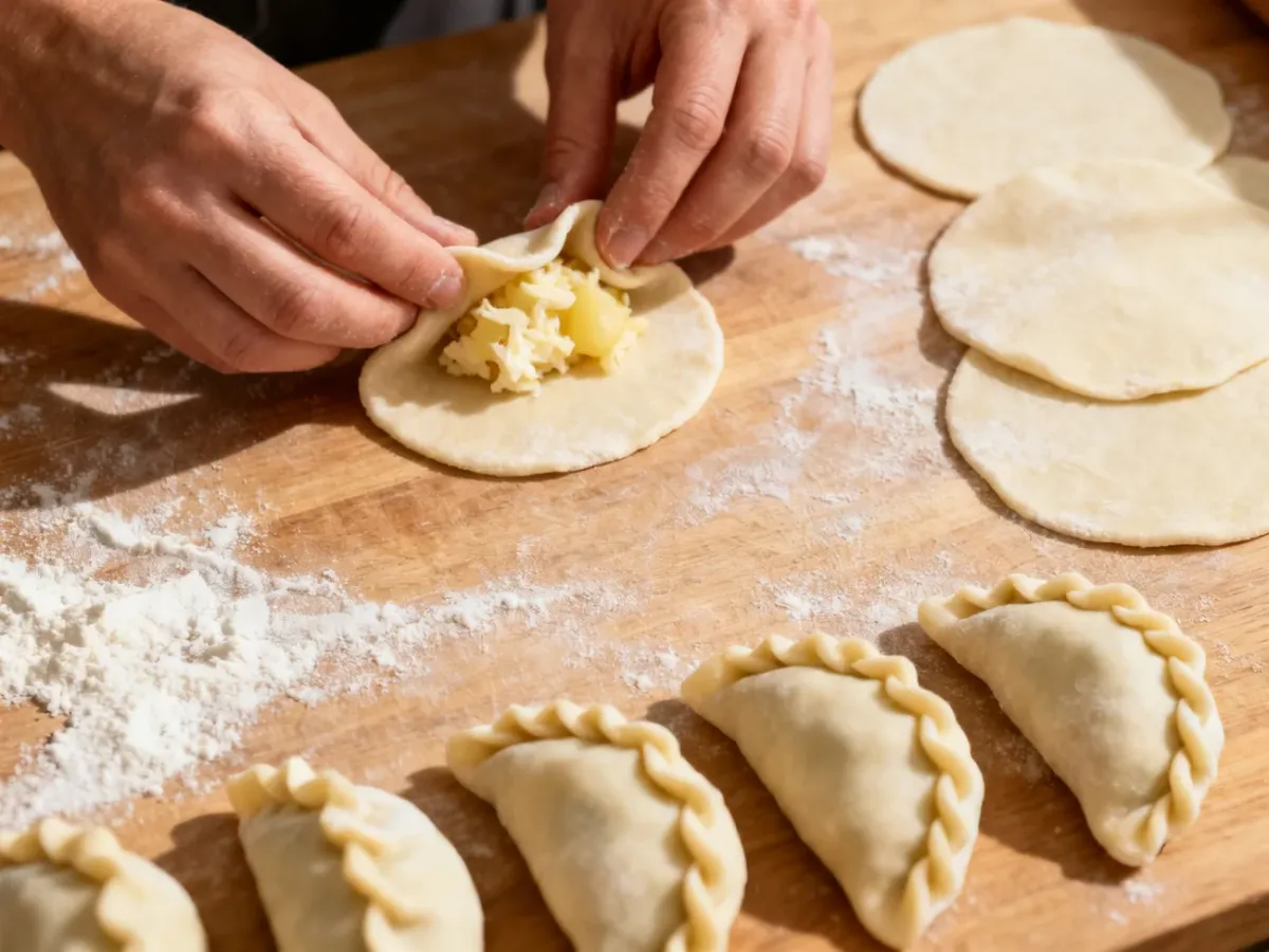 Lepienie domowych pierogów z cienkiego ciasta